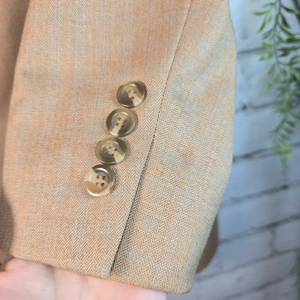 PRONTO MODA ITALIAN MADE 100% LAMBS WOOL TAN MENS BLAZER 42R PROFESSIONAL